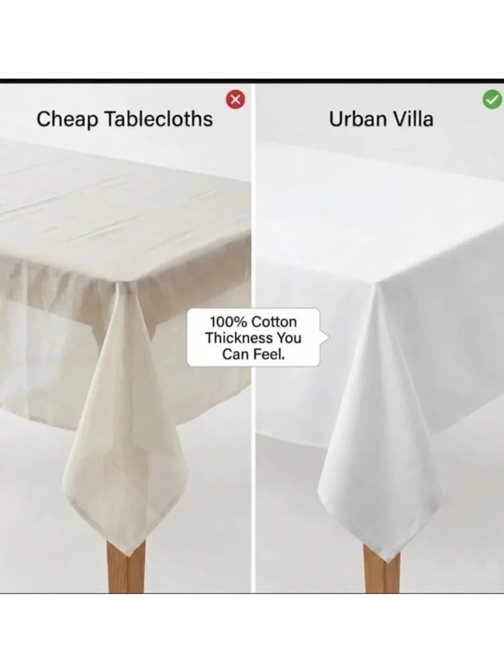 Elegant White Cotton Tablecloth 60x102
